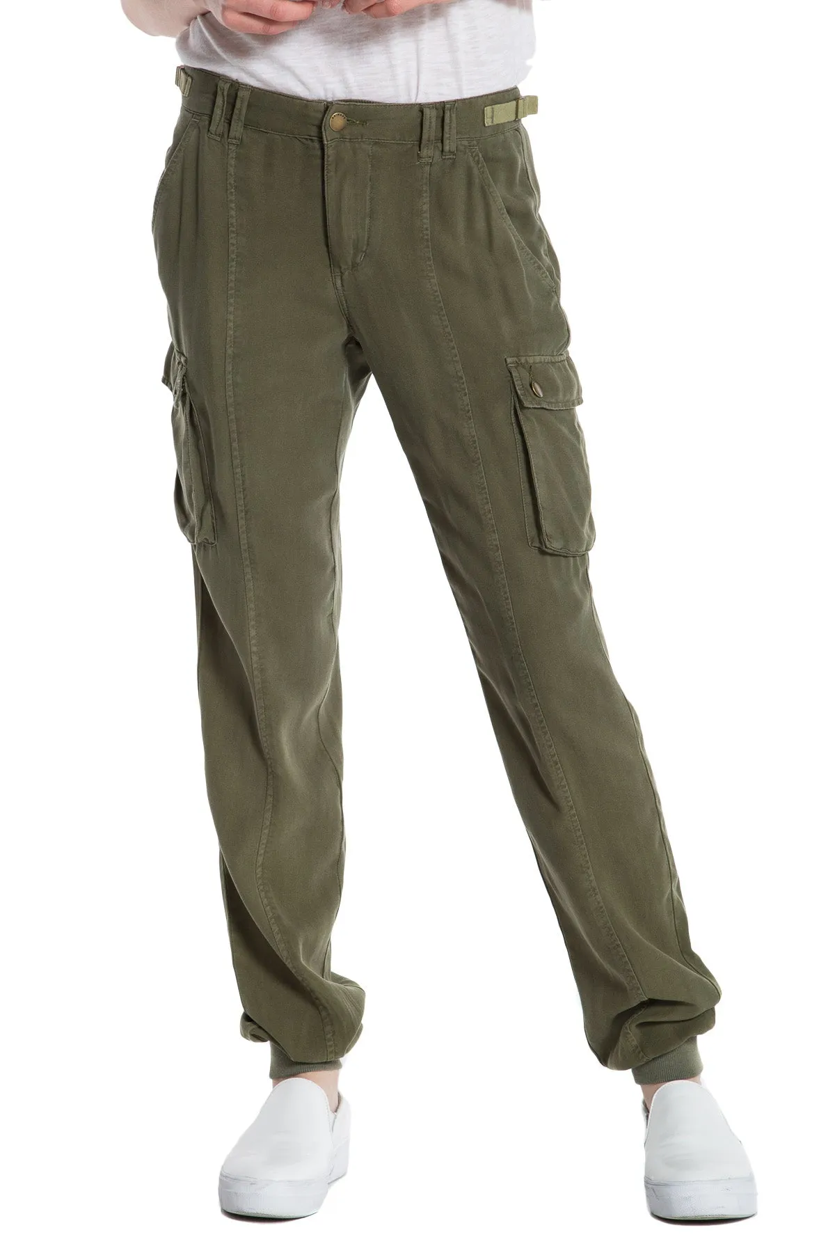 100% Silk cargo jogger in Clover