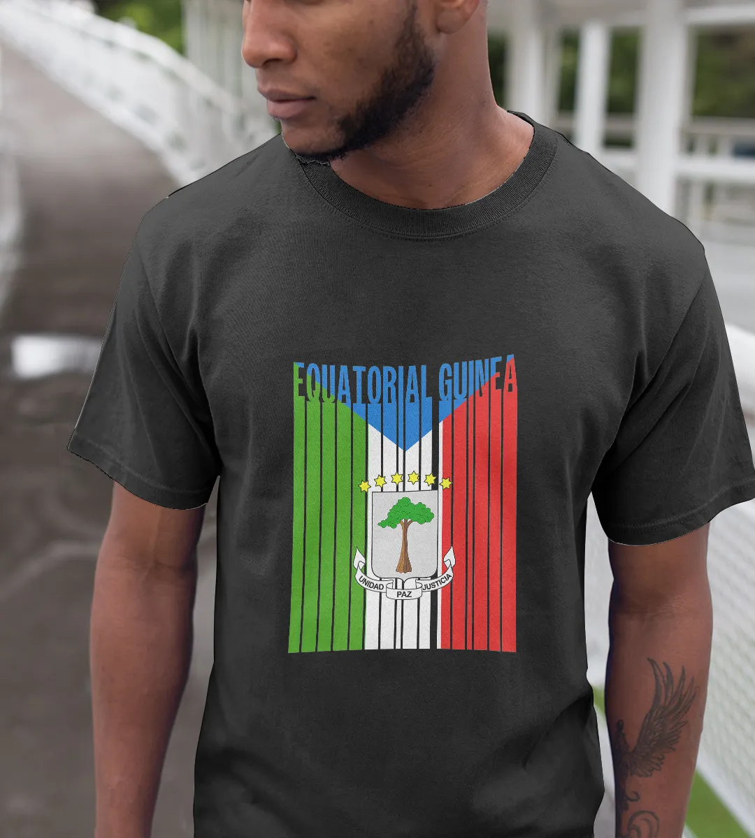 1sttheworld T-Shirt - Equatorial Guinea Flag With Coat Of Arms T-Shirt Black A35