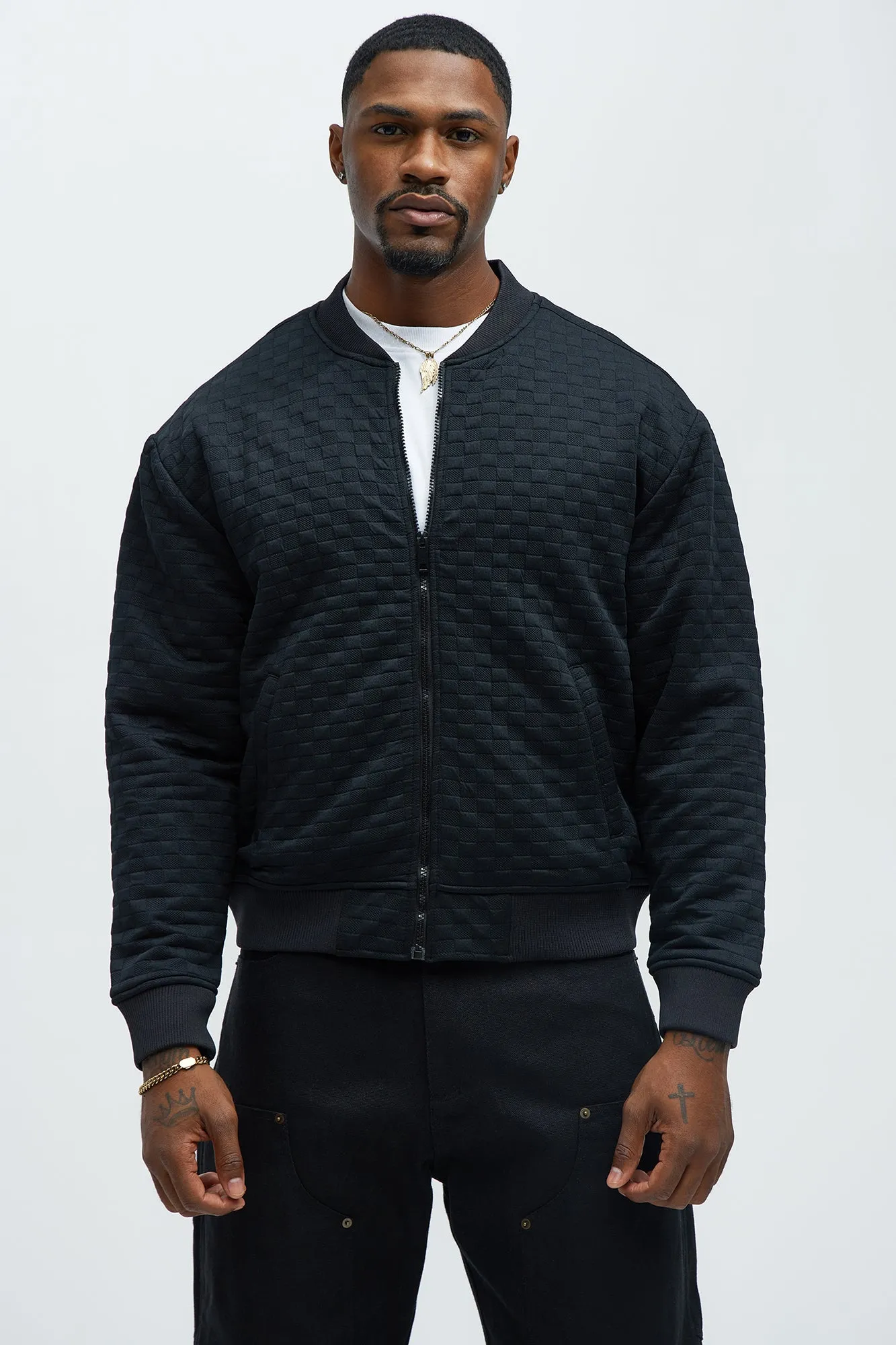 Amigo Textured Bomber Jacket - Black