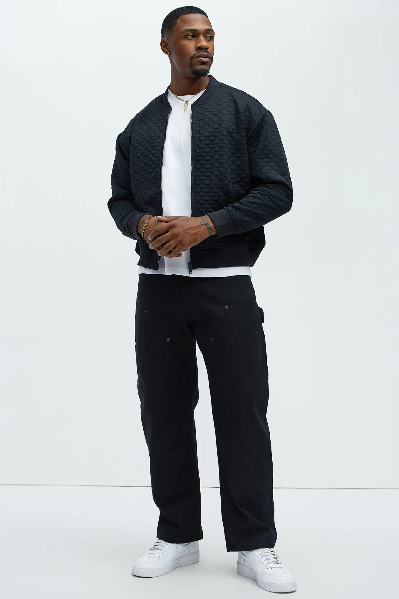 Amigo Textured Bomber Jacket - Black