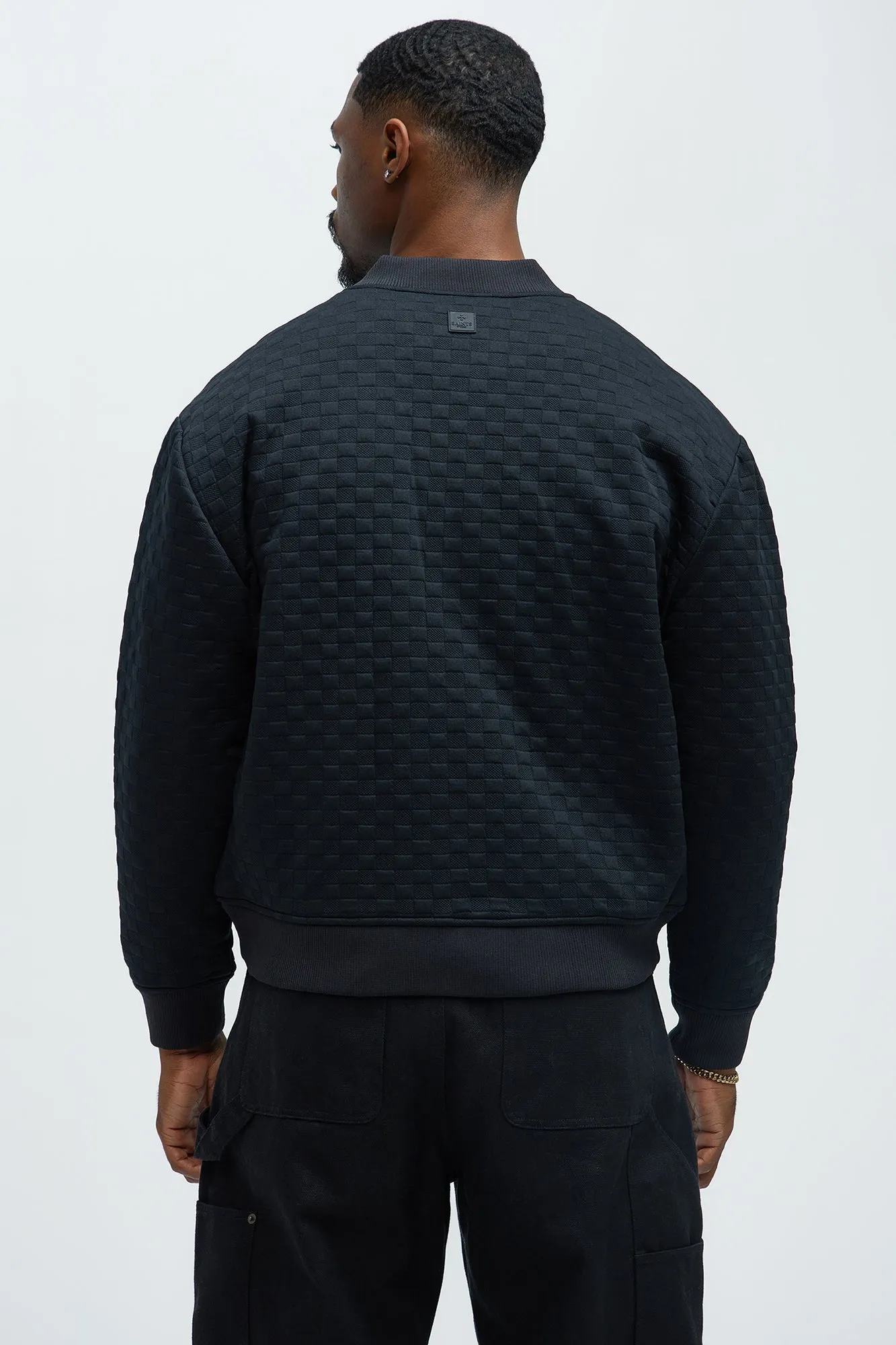 Amigo Textured Bomber Jacket - Black