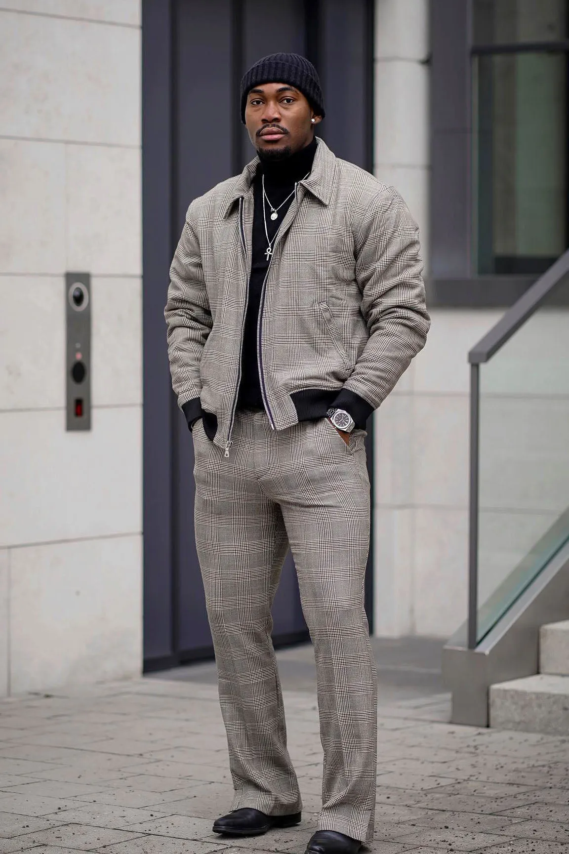 Anderson Plaid Bomber Jacket - Camel/combo