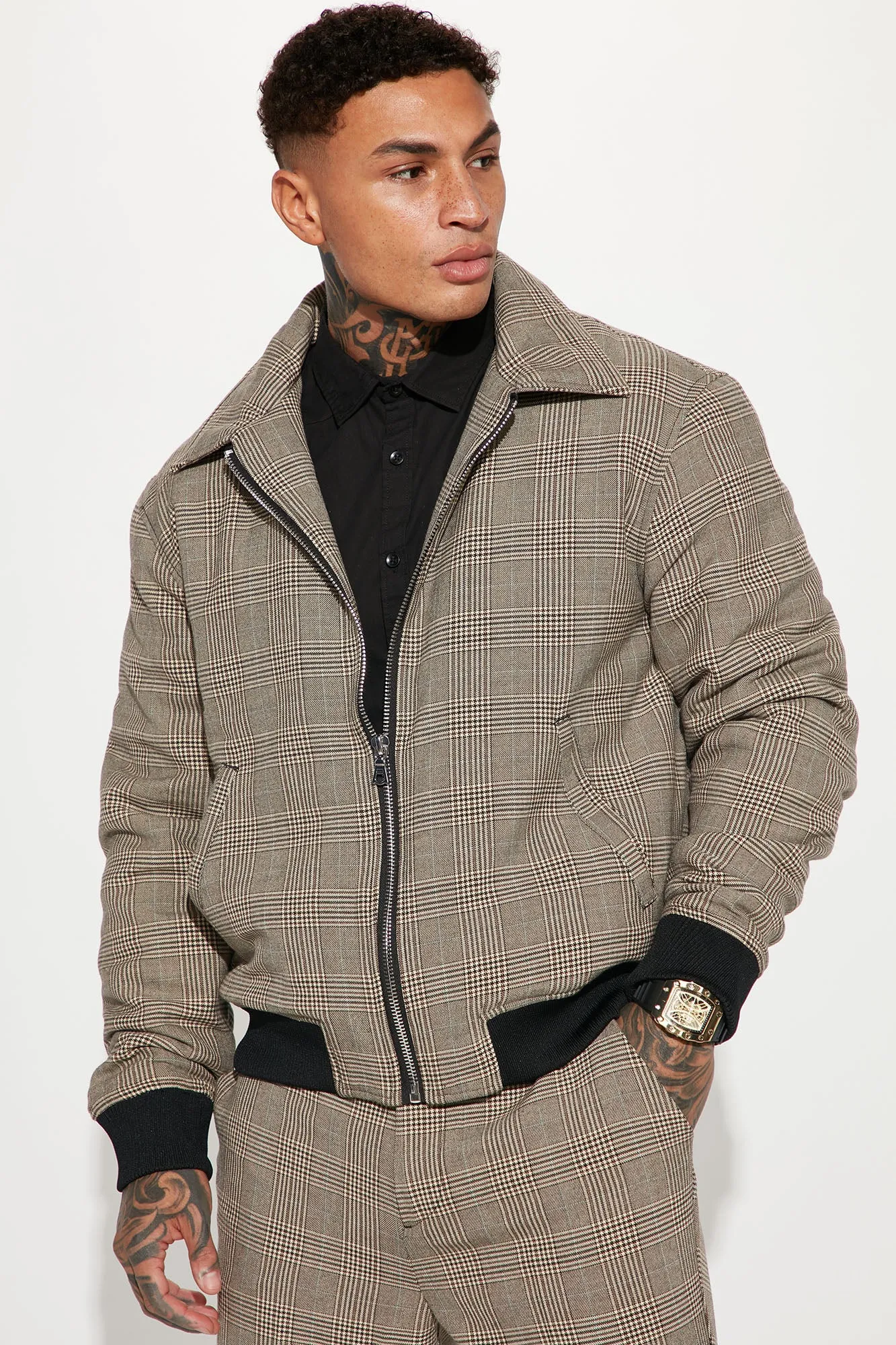 Anderson Plaid Bomber Jacket - Camel/combo