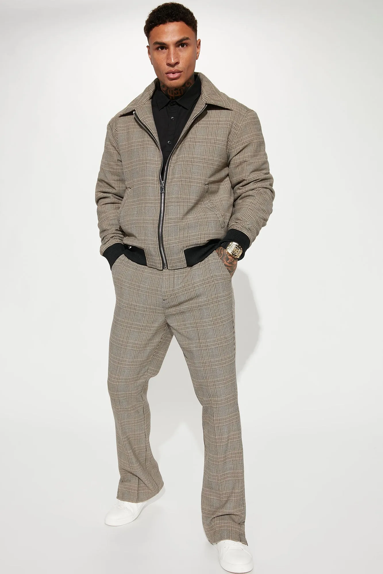 Anderson Plaid Bomber Jacket - Camel/combo