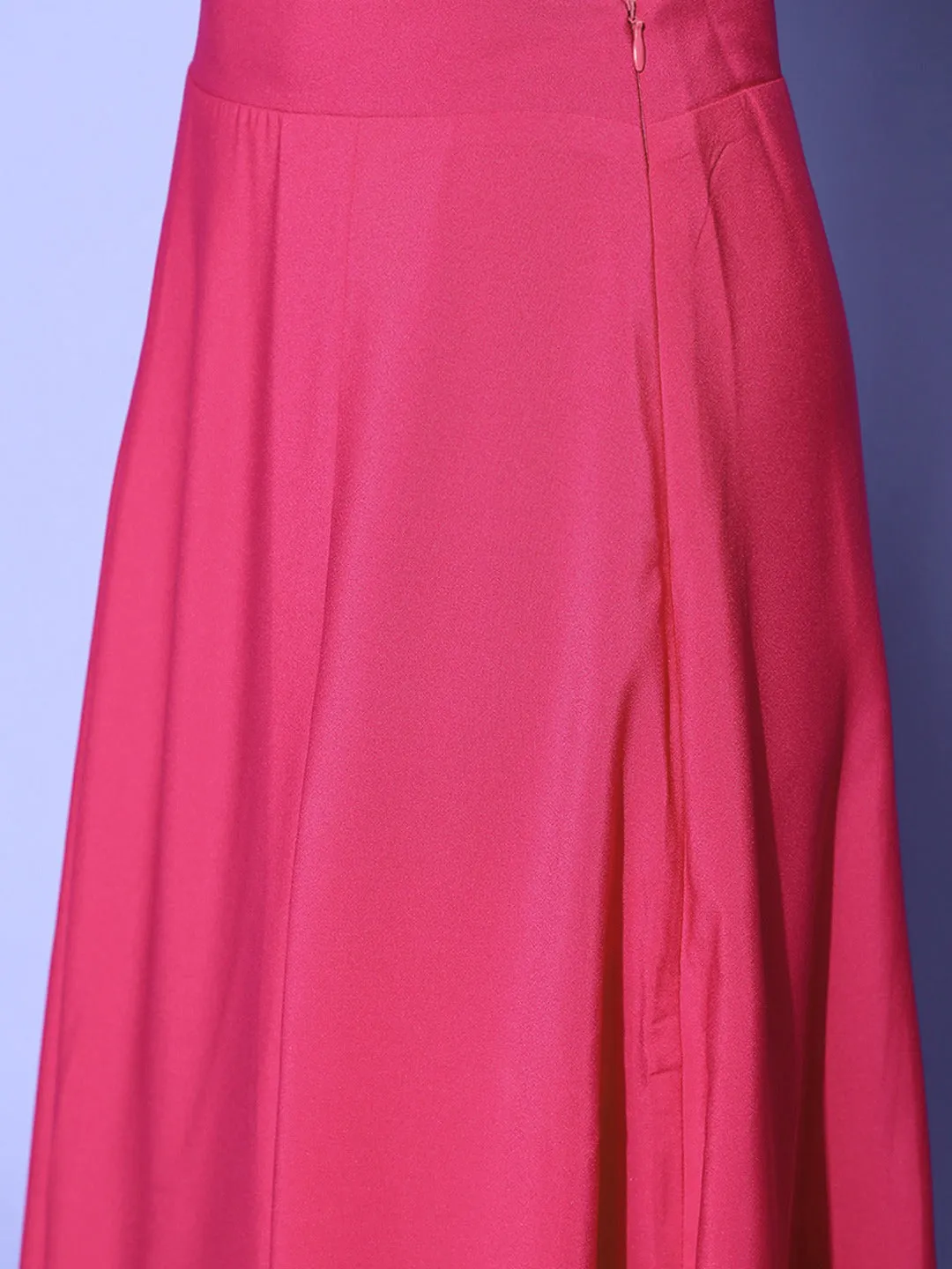 Berrylush Women Solid Pink Square Neck Side-Slit Smocked Crop Top & Maxi Skirt Co-Ord Set