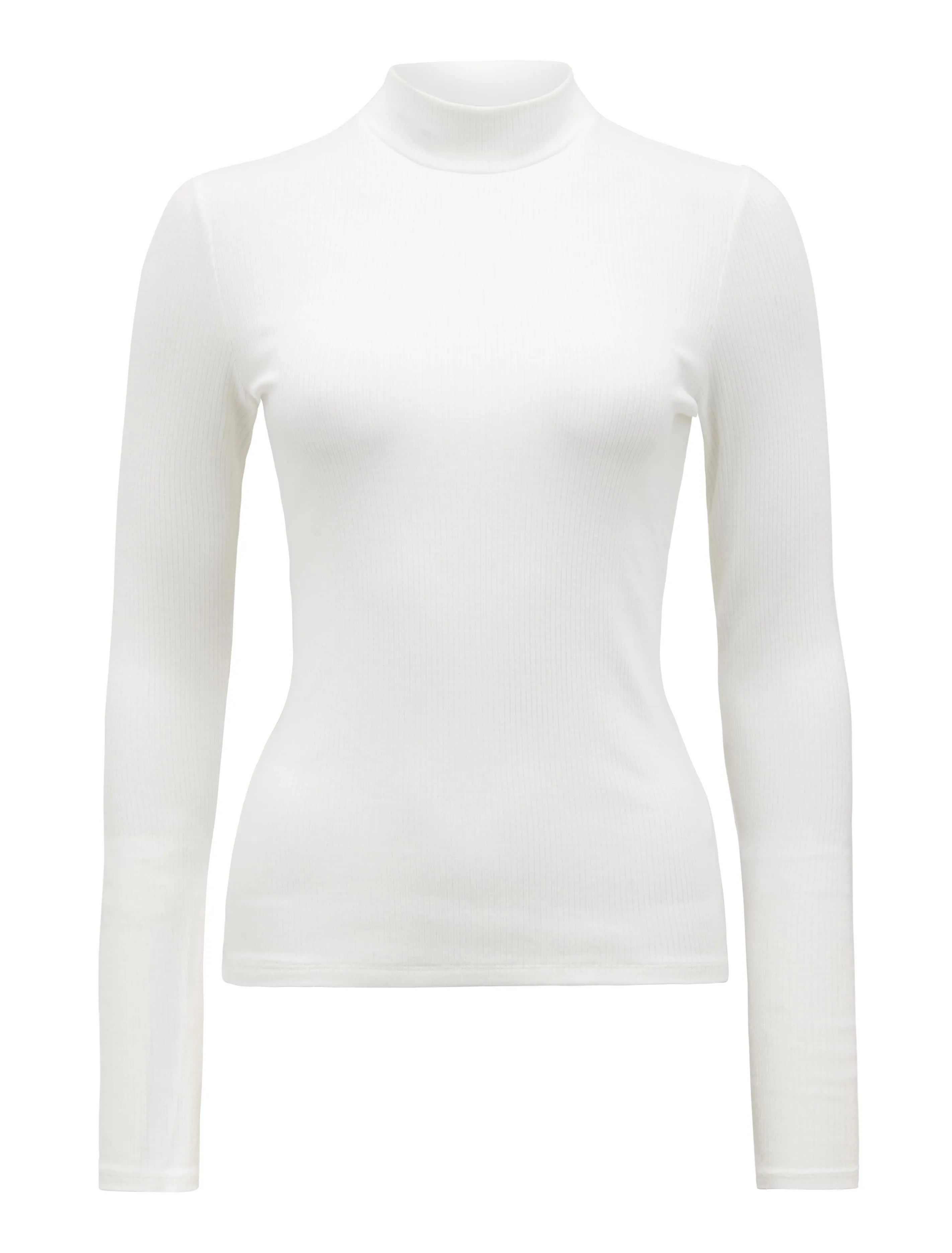 Brandi High Neck Rib Long Sleeve Top