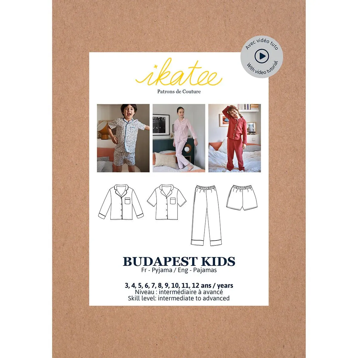 BUDAPEST Pajamas Sewing Pattern - Kids 3/12Y - Ikatee