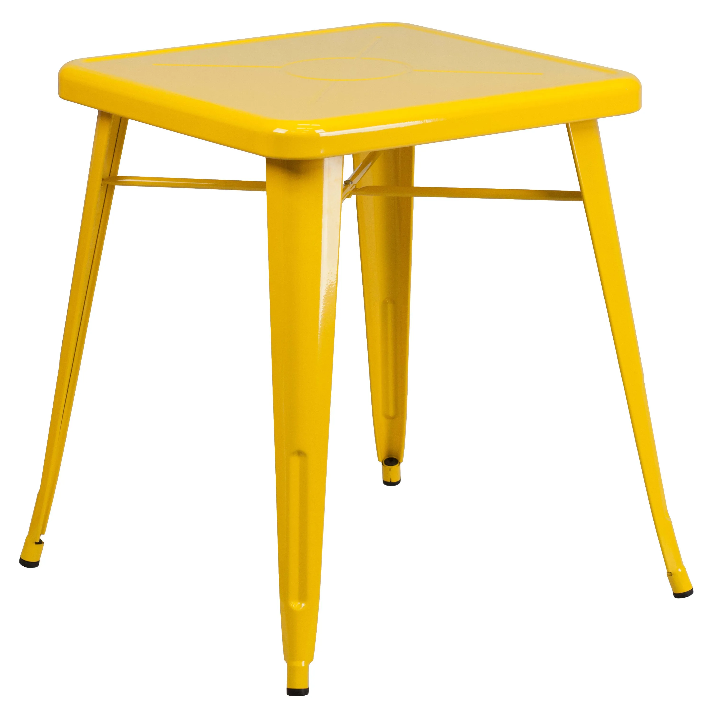 Commercial Grade 23.75" Square Metal Indoor-Outdoor Table Set with 2 Stack Chairs