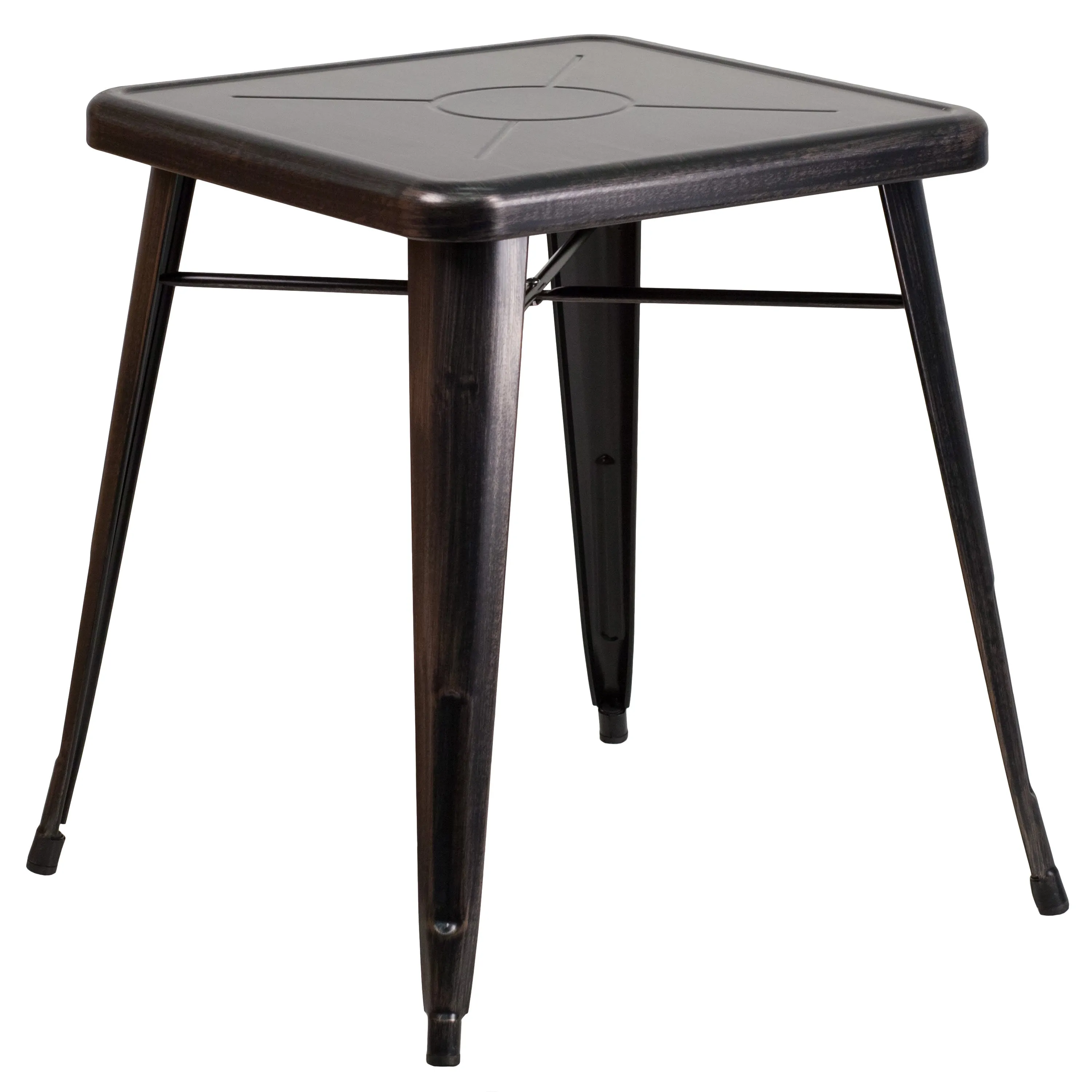 Commercial Grade 23.75" Square Metal Indoor-Outdoor Table Set with 2 Stack Chairs