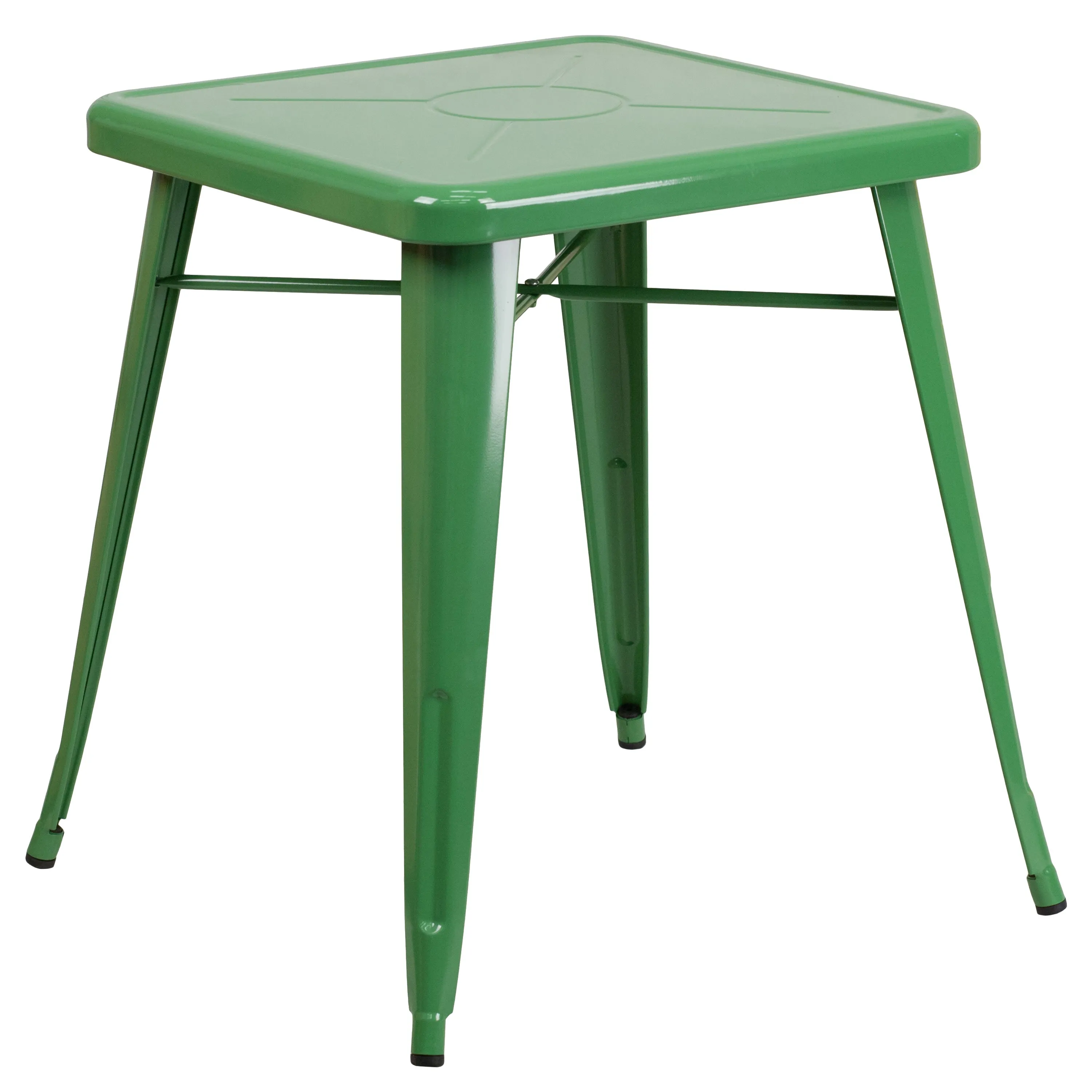 Commercial Grade 23.75" Square Metal Indoor-Outdoor Table Set with 2 Stack Chairs