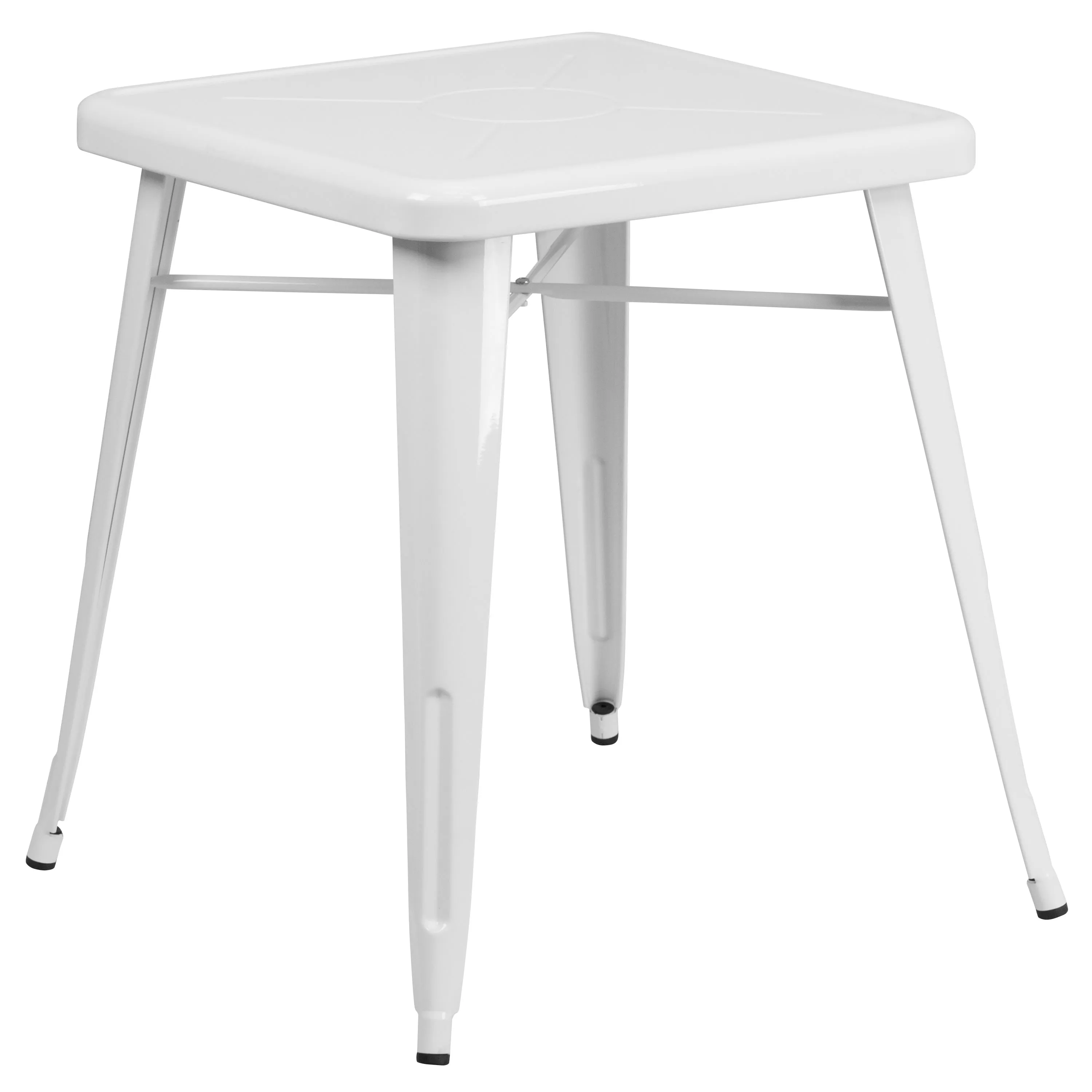 Commercial Grade 23.75" Square Metal Indoor-Outdoor Table Set with 2 Stack Chairs