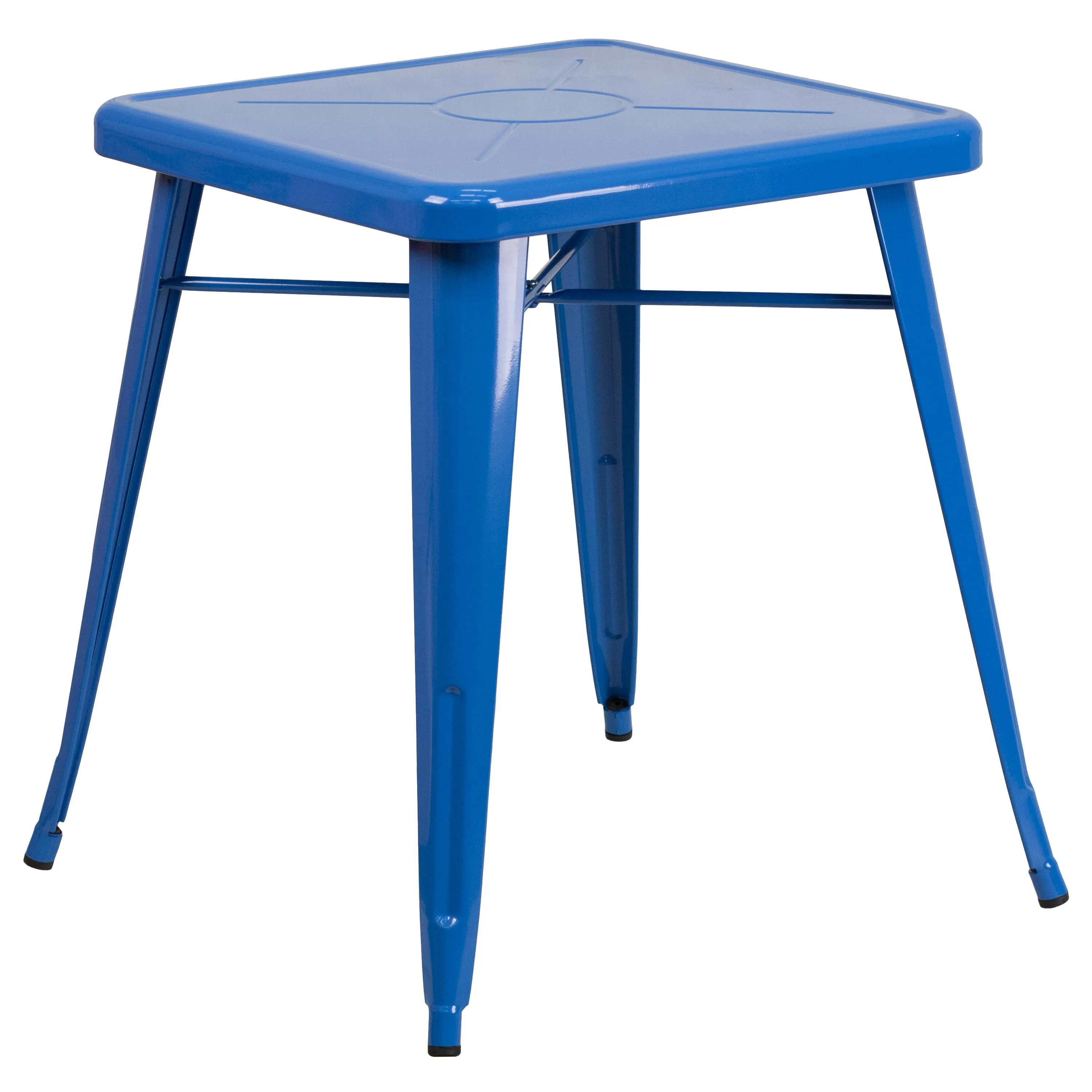 Commercial Grade 23.75" Square Metal Indoor-Outdoor Table Set with 2 Stack Chairs
