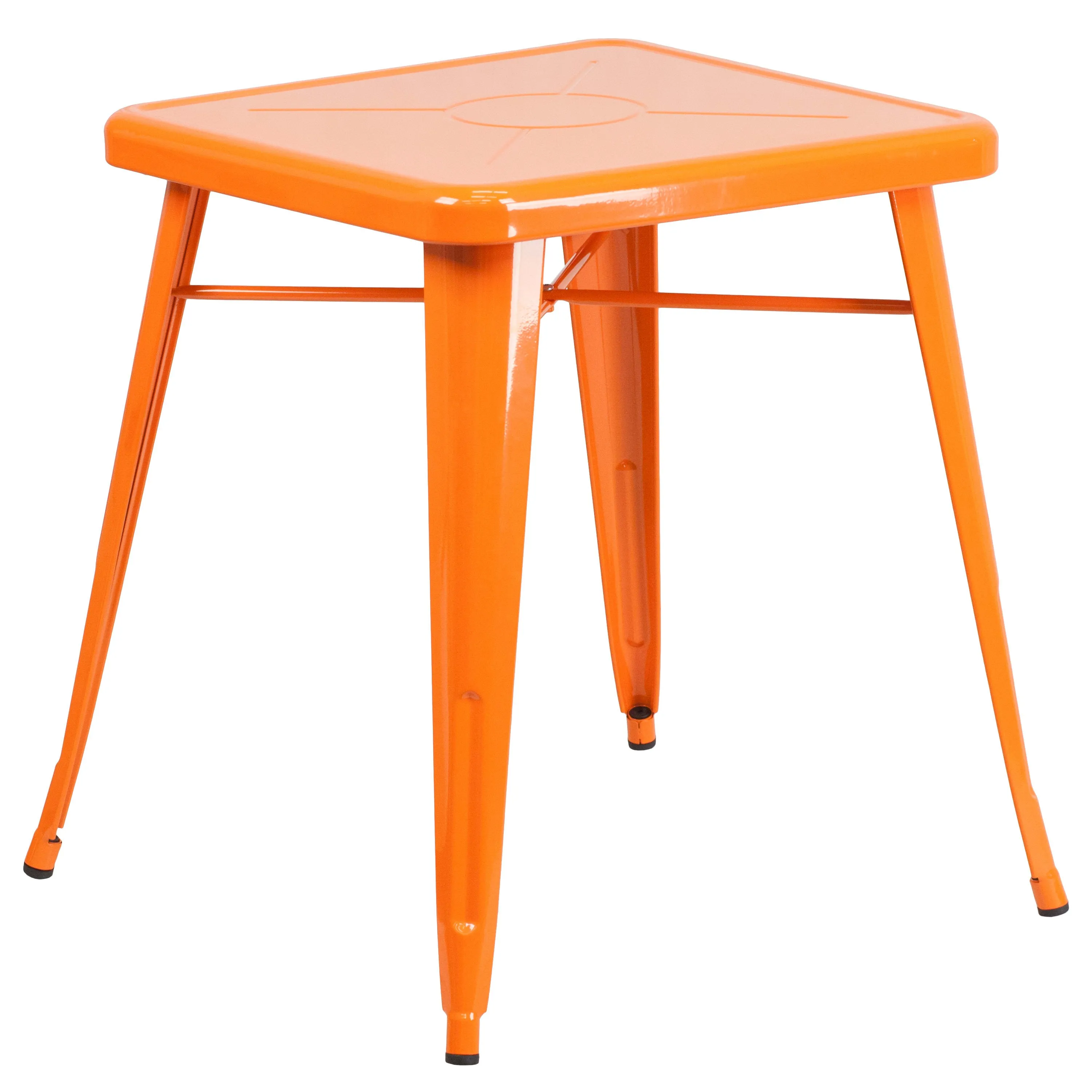Commercial Grade 23.75" Square Metal Indoor-Outdoor Table Set with 2 Stack Chairs