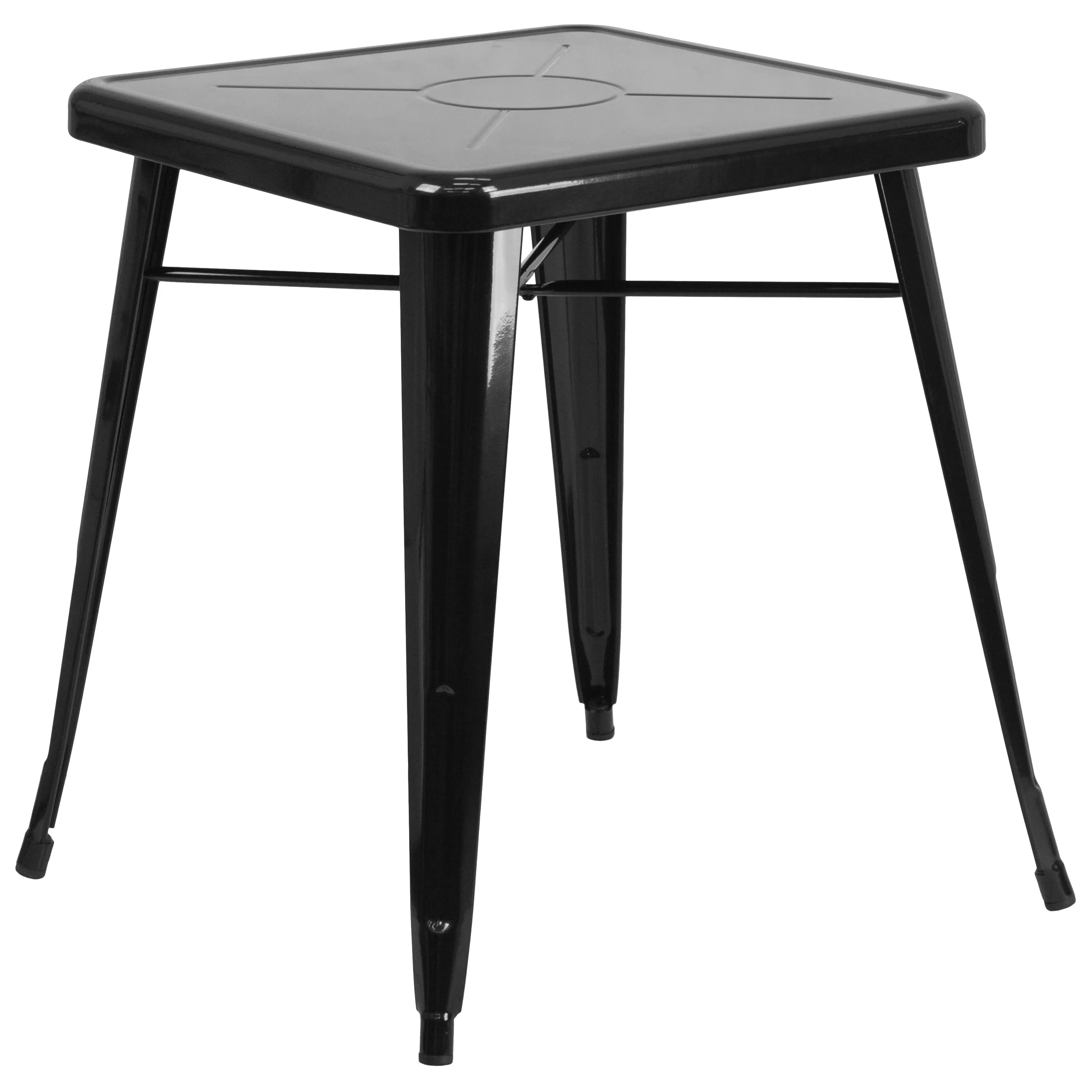 Commercial Grade 23.75" Square Metal Indoor-Outdoor Table Set with 2 Stack Chairs