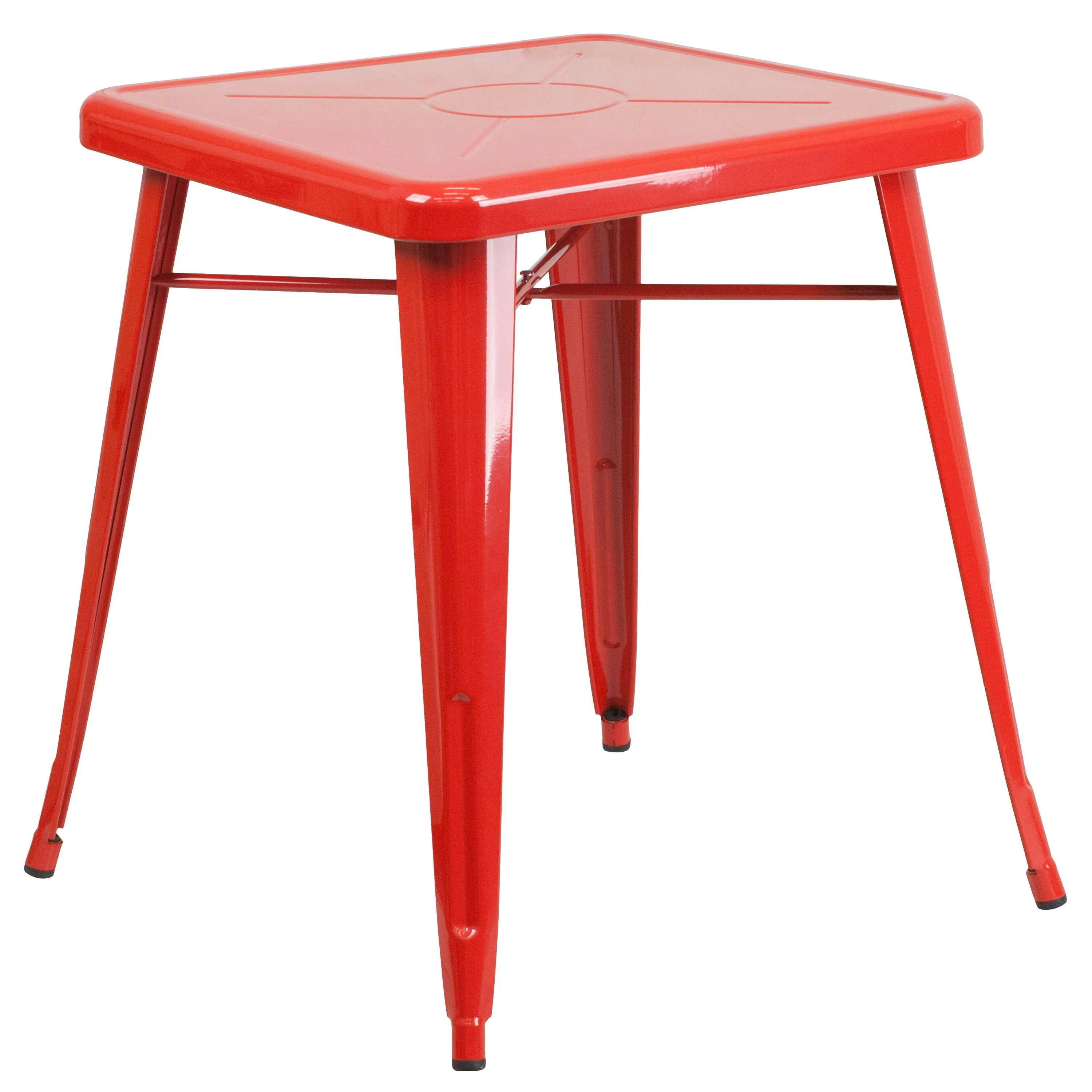 Commercial Grade 23.75" Square Metal Indoor-Outdoor Table Set with 2 Stack Chairs