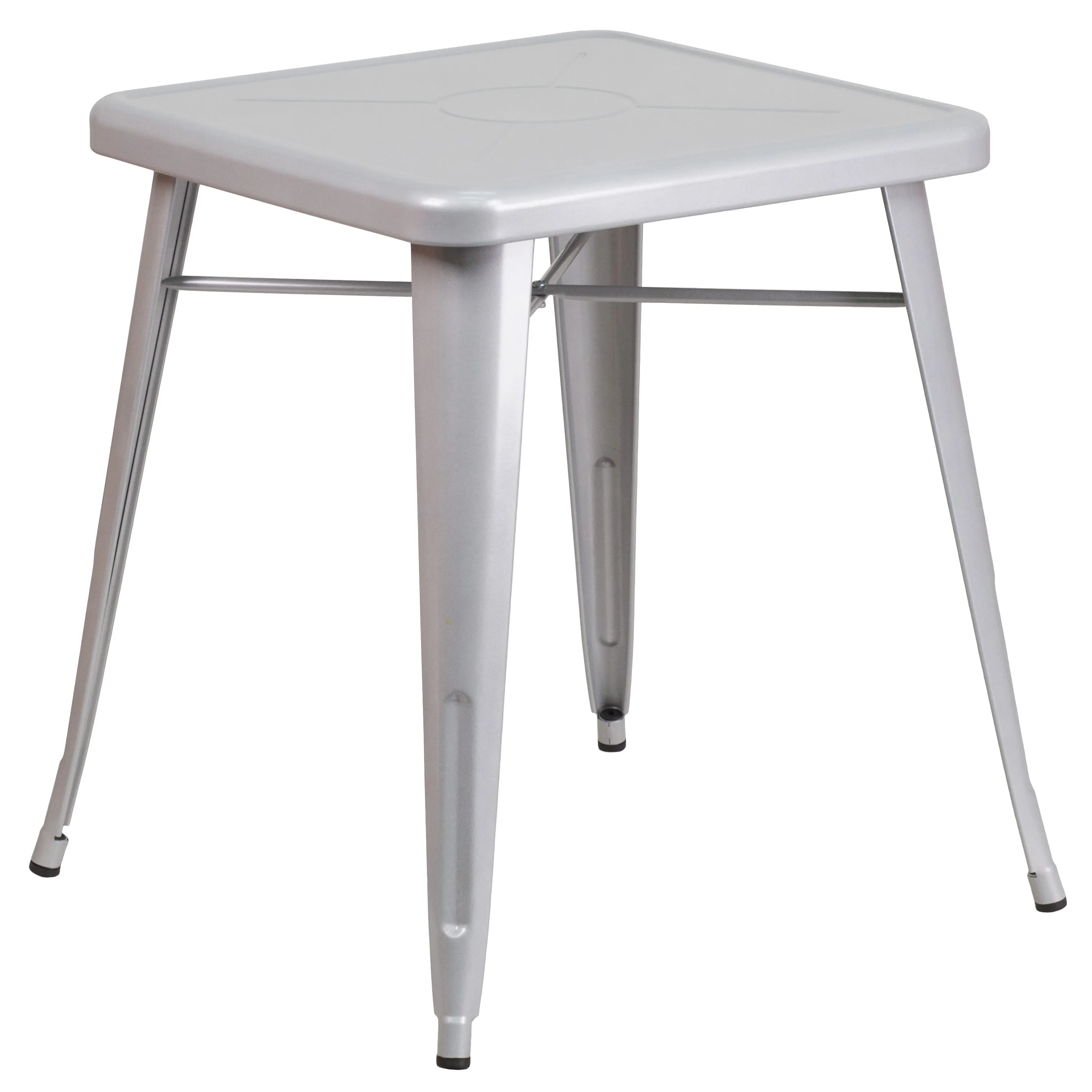 Commercial Grade 23.75" Square Metal Indoor-Outdoor Table Set with 2 Stack Chairs
