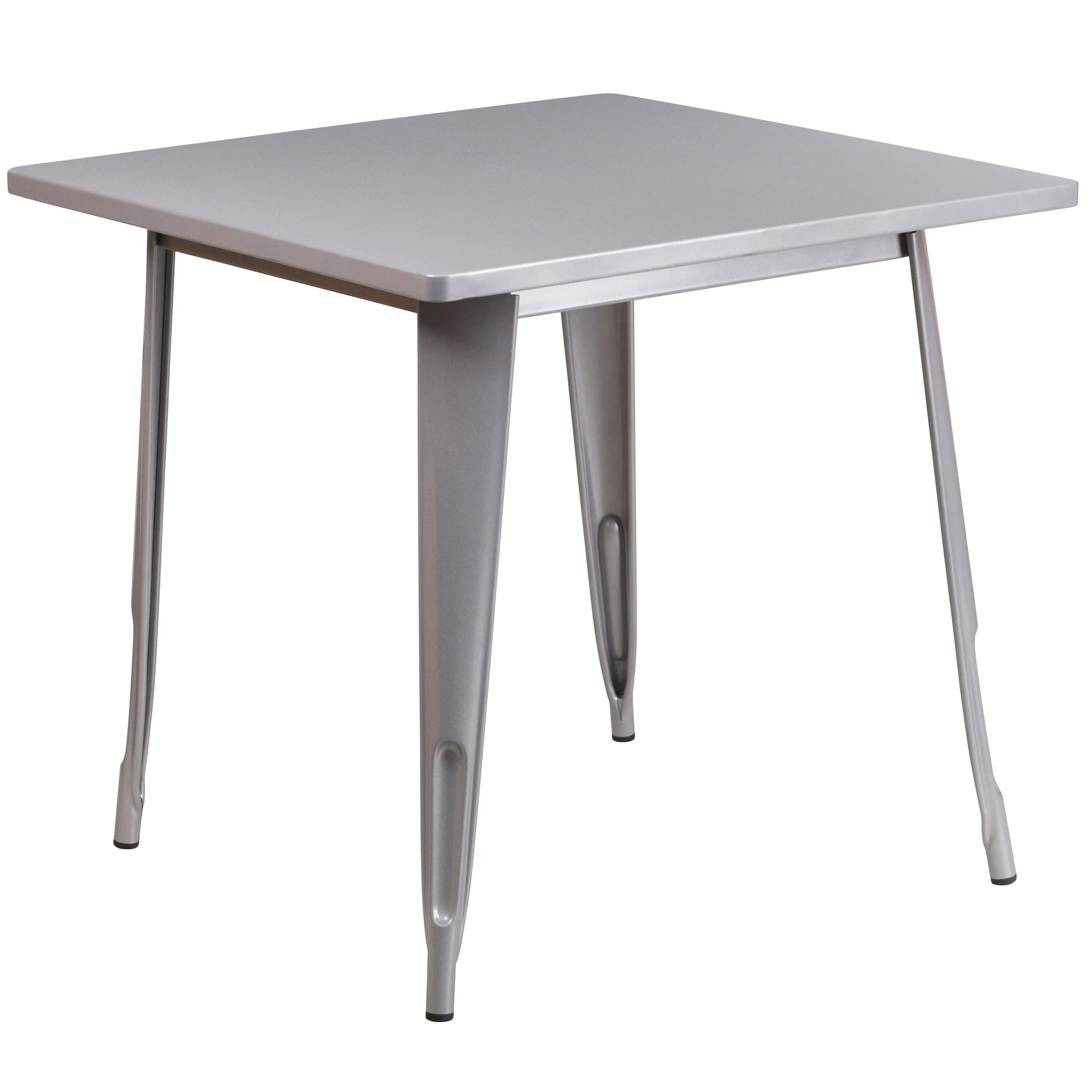 Commercial Grade 31.5" Square Metal Indoor-Outdoor Table Set with 4 Arm Chairs