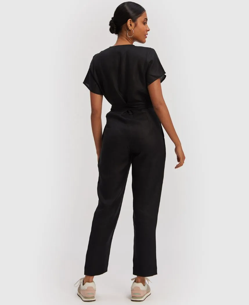 Cropped Wrap Jumpsuit