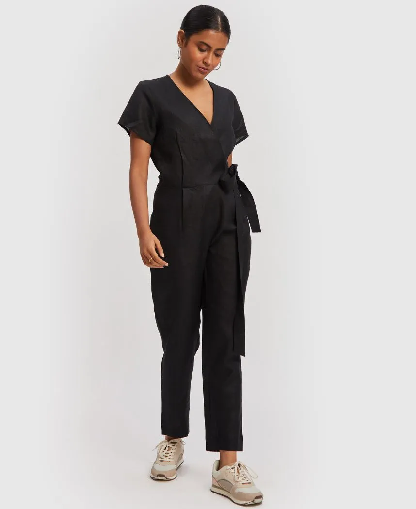 Cropped Wrap Jumpsuit