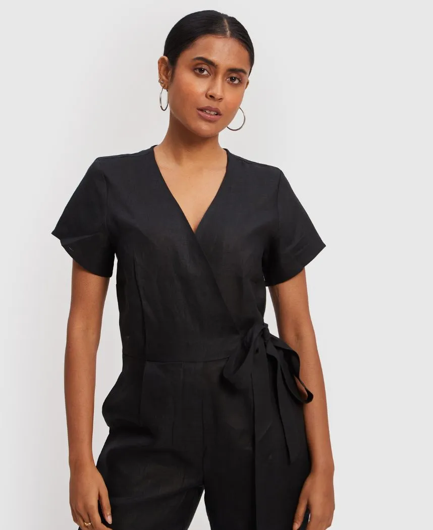 Cropped Wrap Jumpsuit