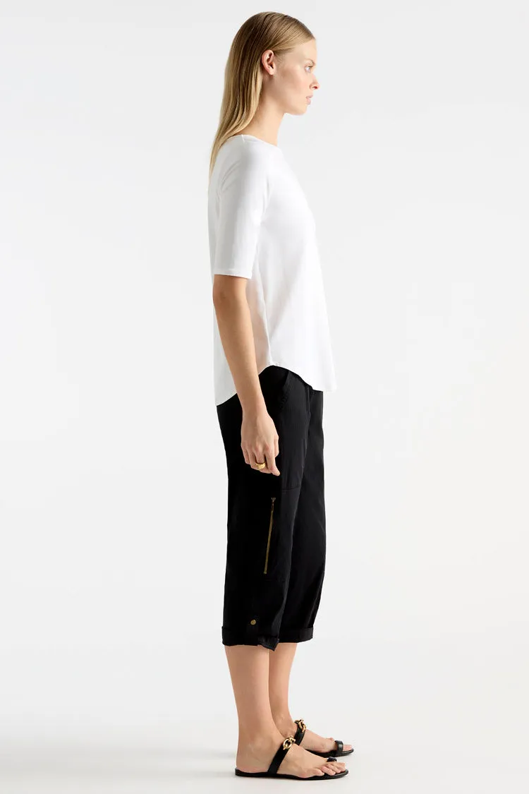 Cropped Zip Cargo in Black
