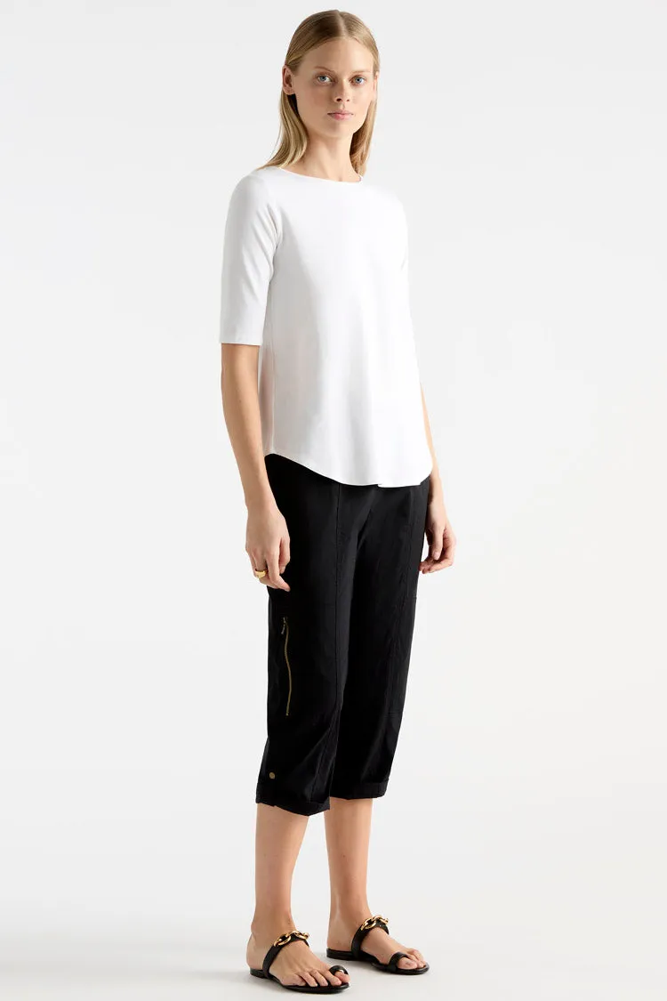 Cropped Zip Cargo in Black