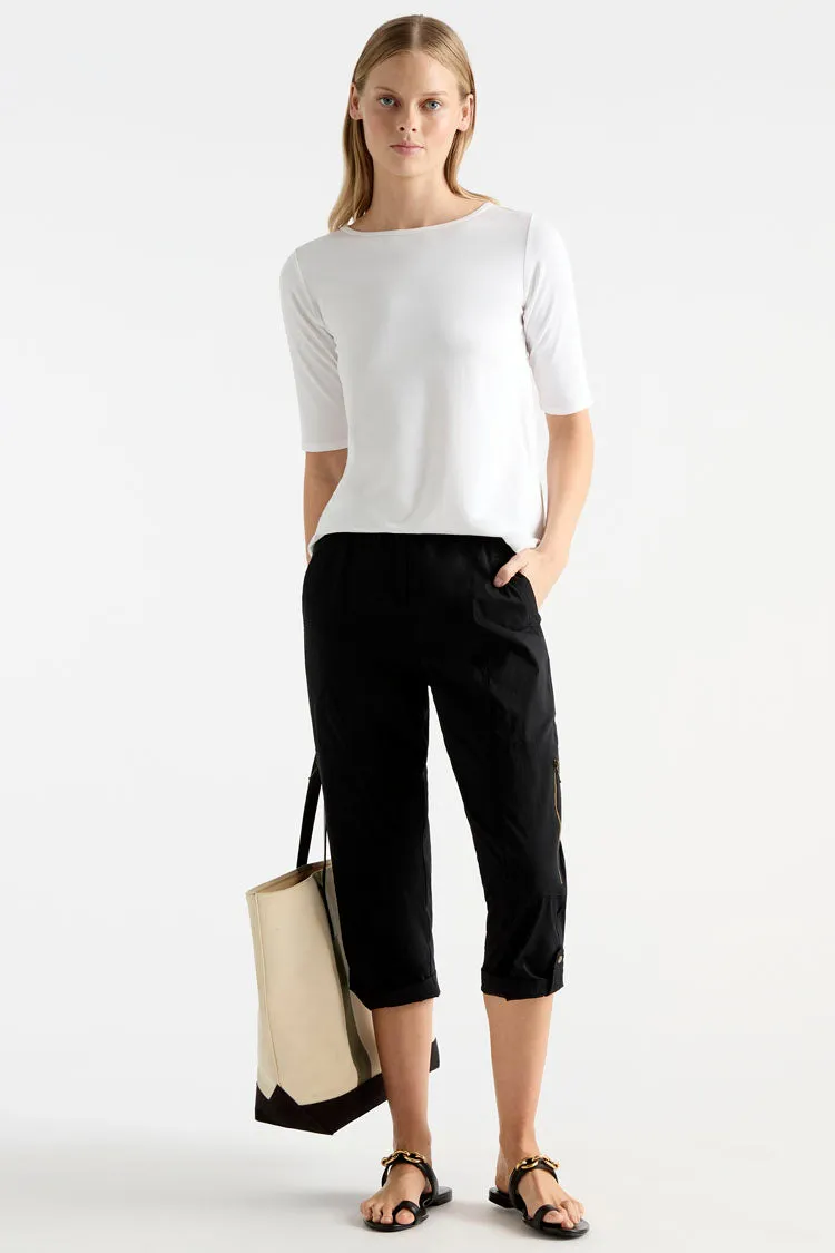 Cropped Zip Cargo in Black