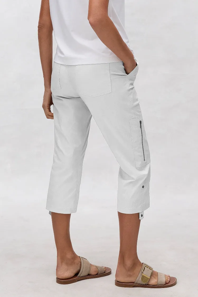 Cropped Zip Cargo in White