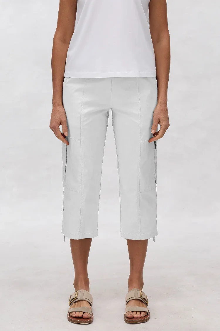 Cropped Zip Cargo in White