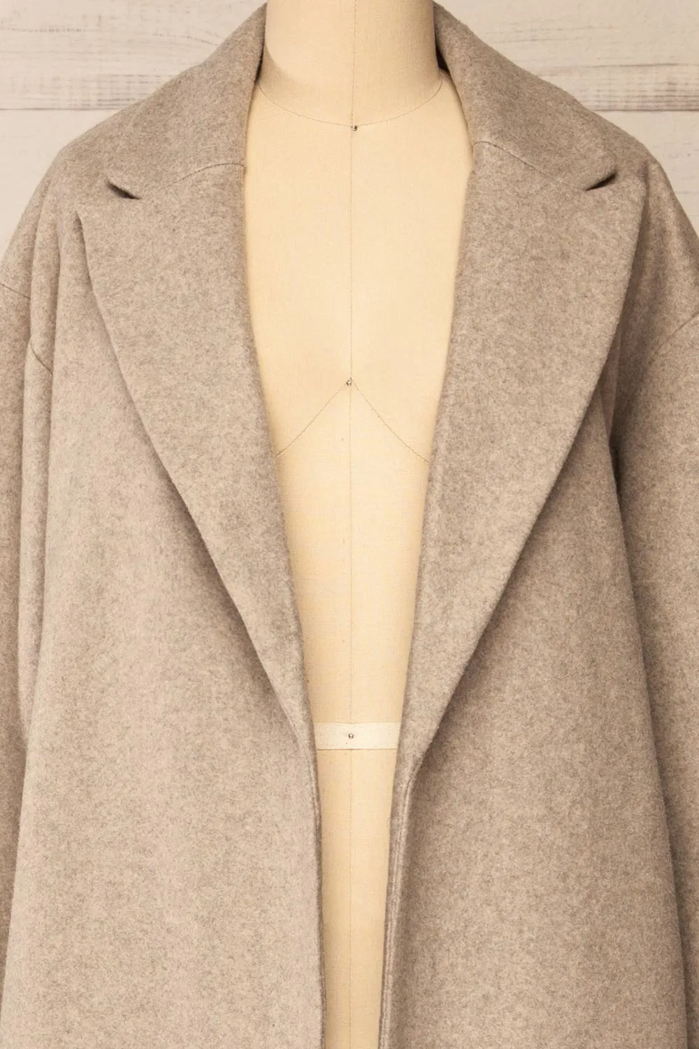 Dhome Taupe | Felt Trench Coat w/ Belt