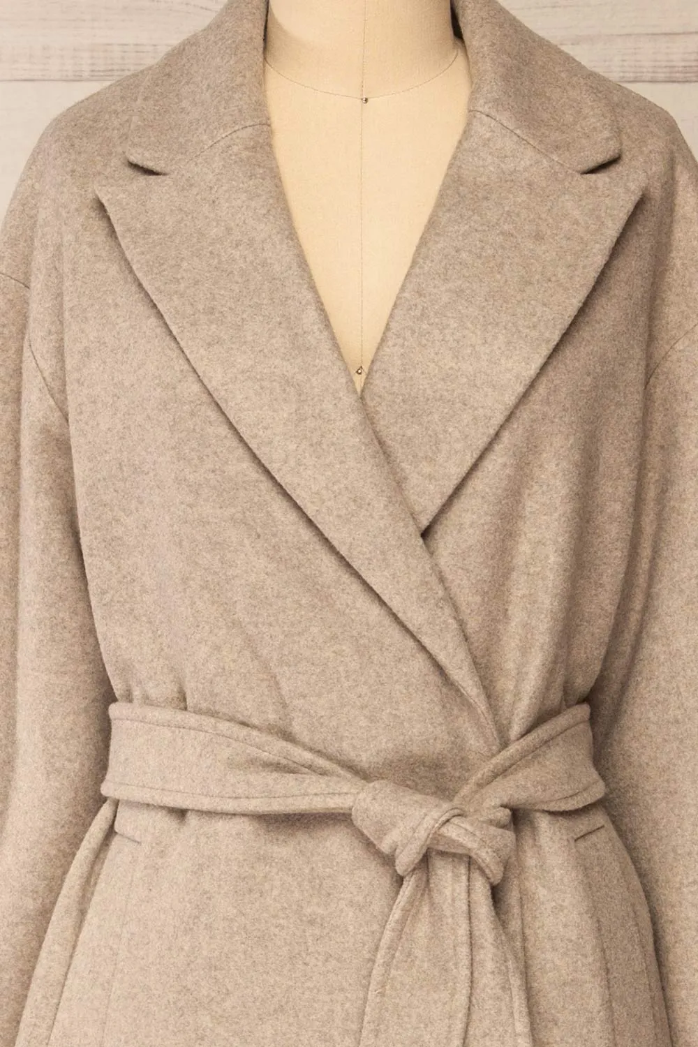 Dhome Taupe | Felt Trench Coat w/ Belt