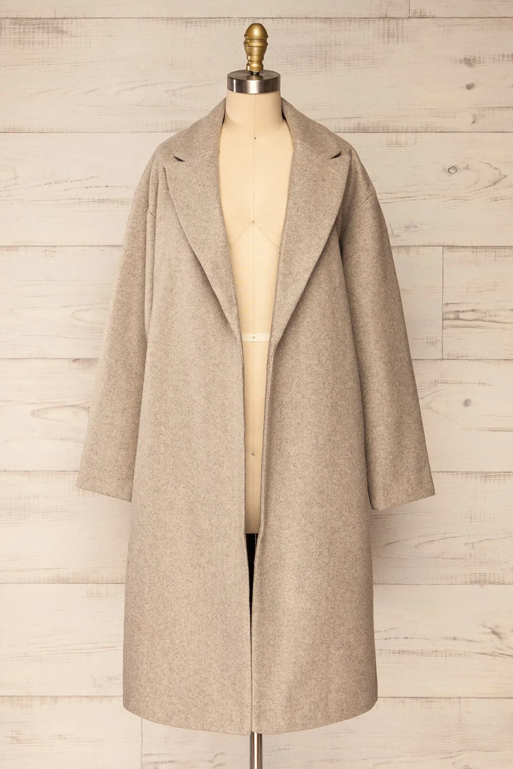 Dhome Taupe | Felt Trench Coat w/ Belt
