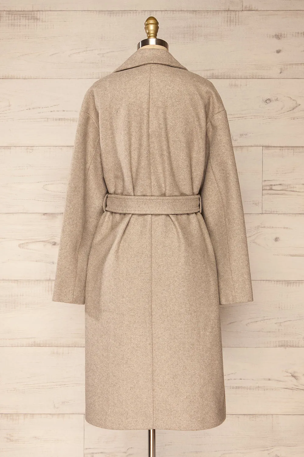 Dhome Taupe | Felt Trench Coat w/ Belt