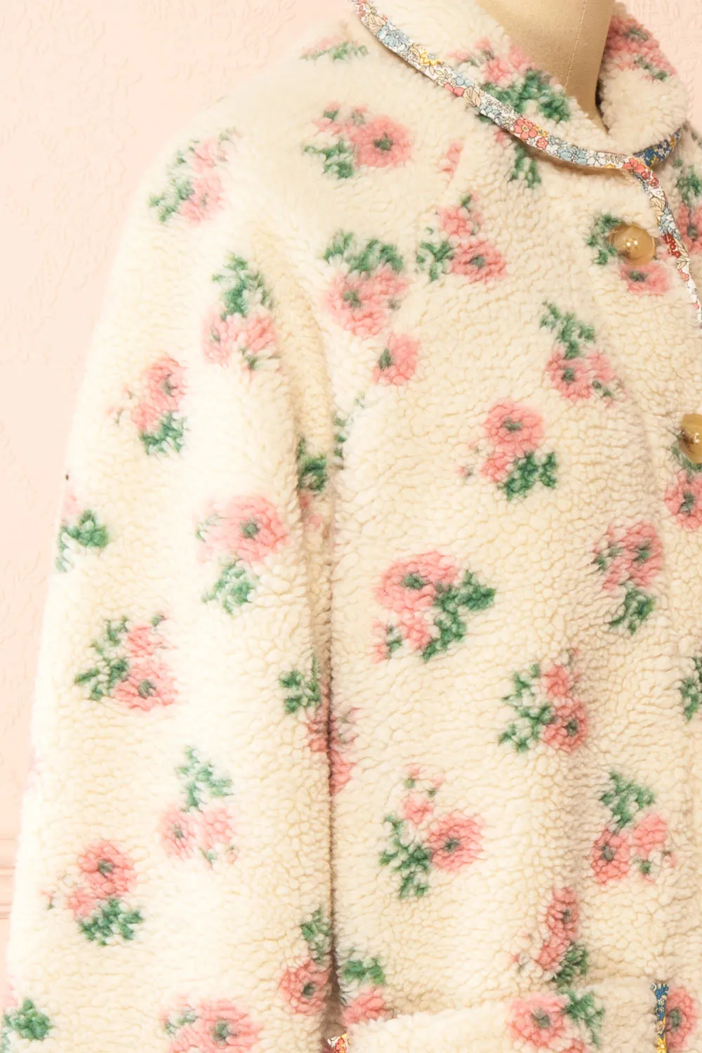 Florine | Floral Button-Up Teddy Coat