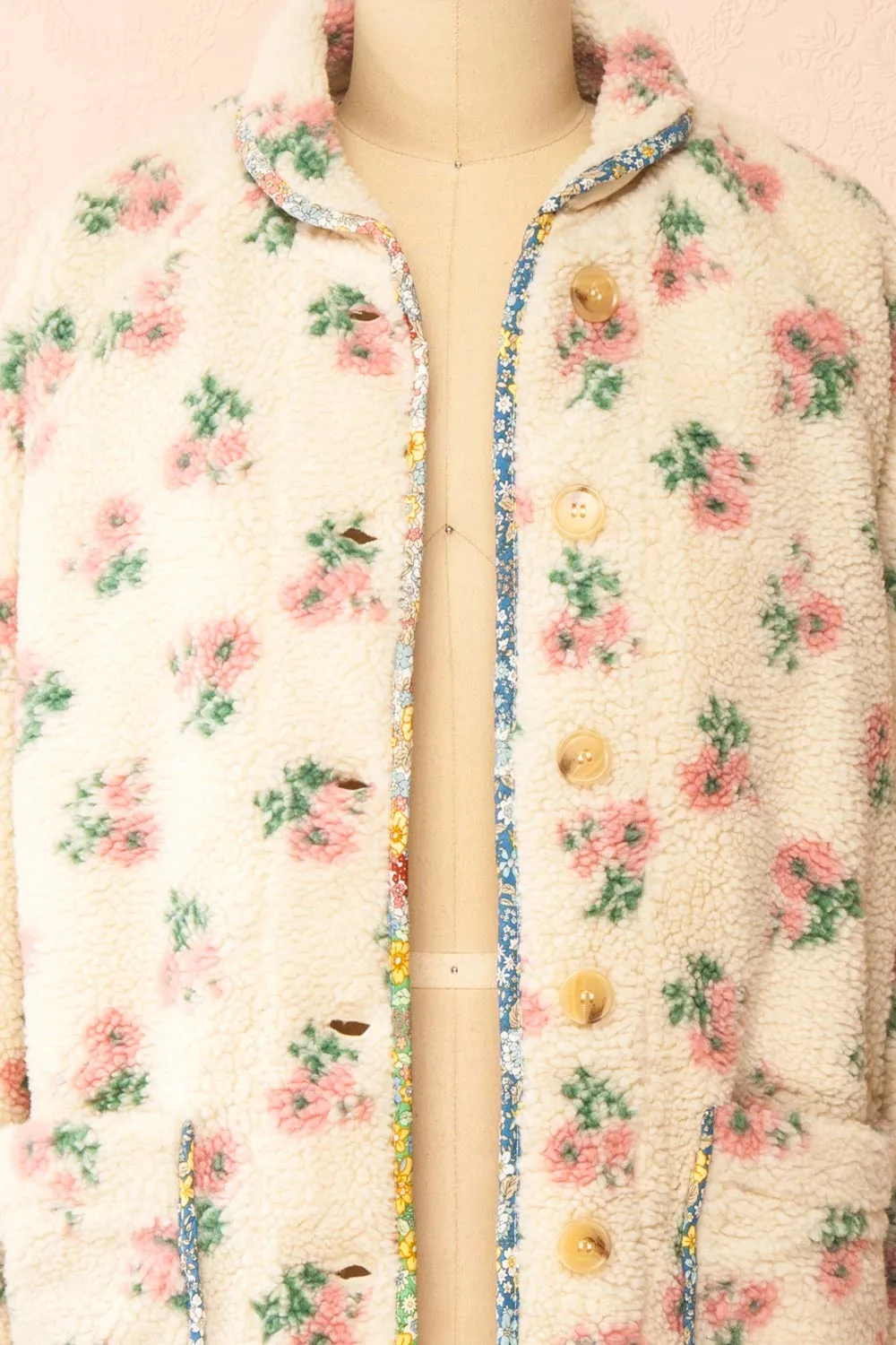 Florine | Floral Button-Up Teddy Coat
