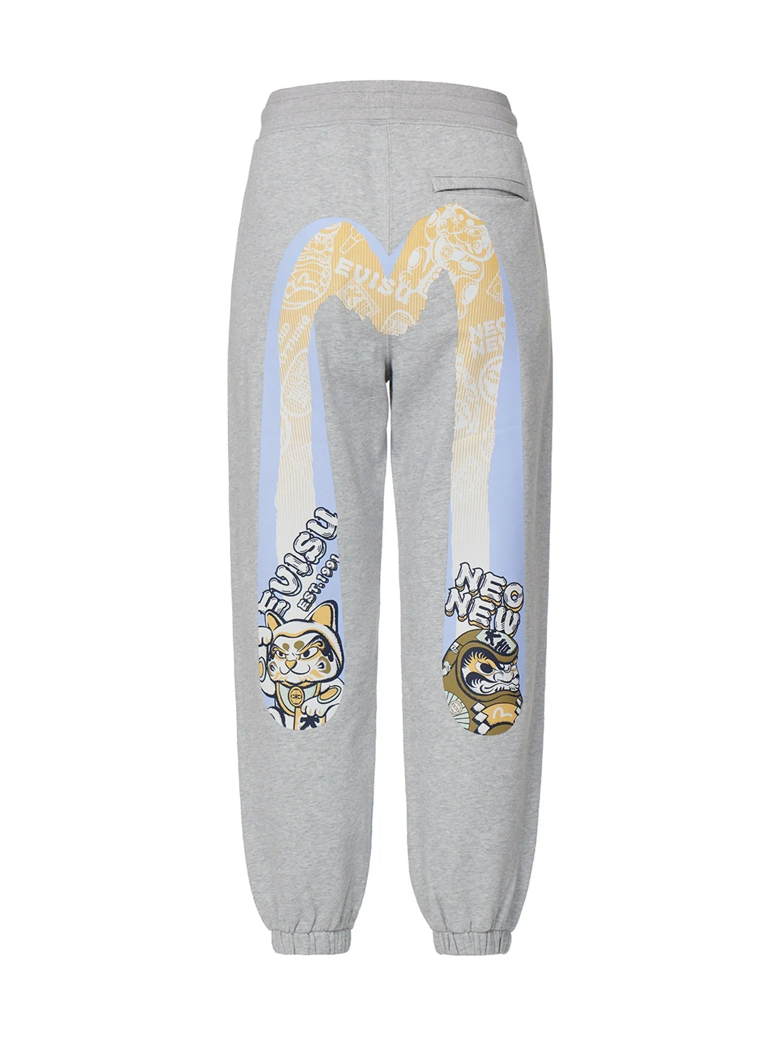 Fortune Cat and Daruma Double Daicock Print Sweatpants