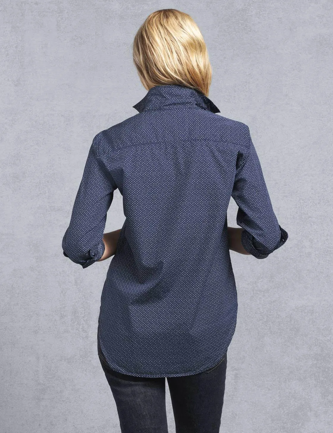 Frank & Eileen - Women Button Down Shirt in Navy w/ Classic All Over