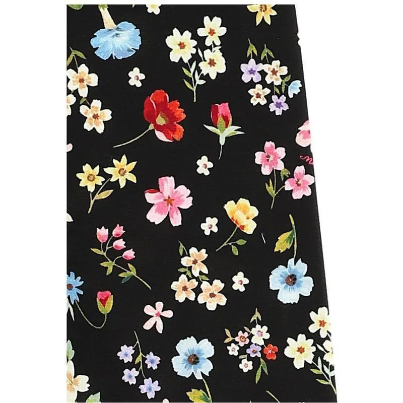 Girls Black Floral Leggings