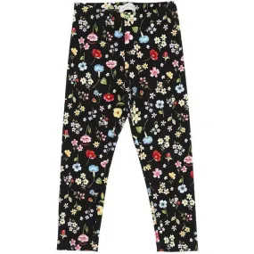 Girls Black Floral Leggings
