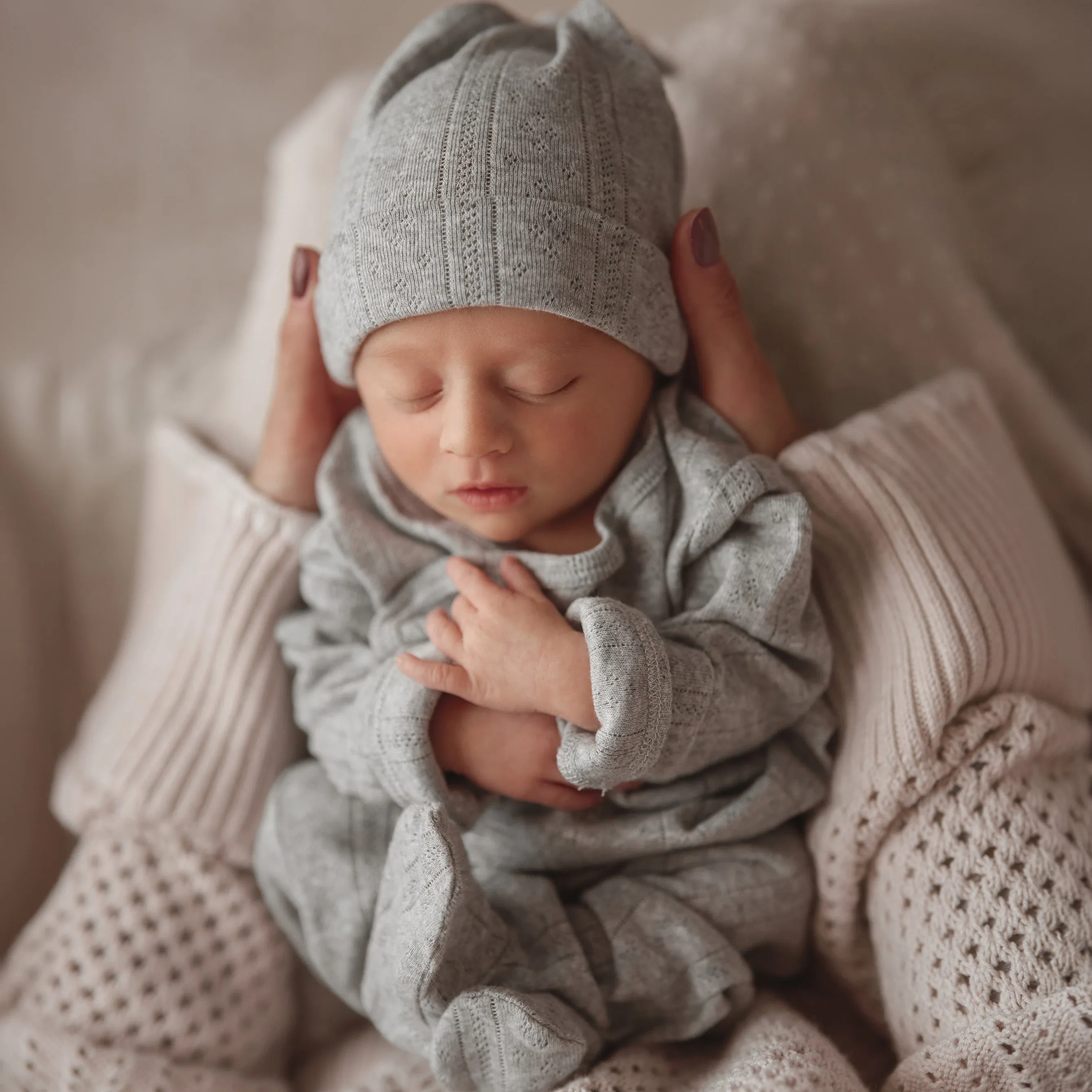 Gray Organic Cotton Pointelle Layette Gift Set
