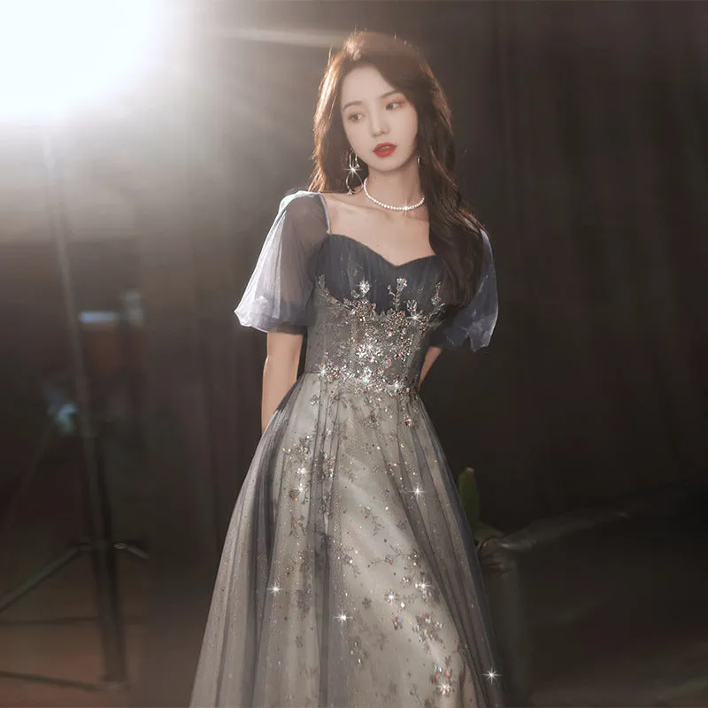 IKERRLAX Banquet Evening Dress  New Art Exam Vocal Music Starry Skirt Small Female 18 Th Birthday Adult Dress