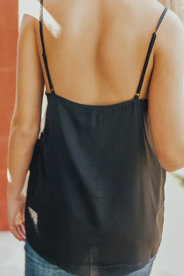 Insta-Worthy Satin Tank in Black