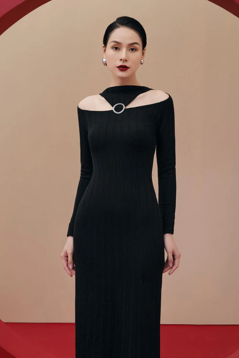Janis Sheath Boat Neck Cotton Jersey Dress
