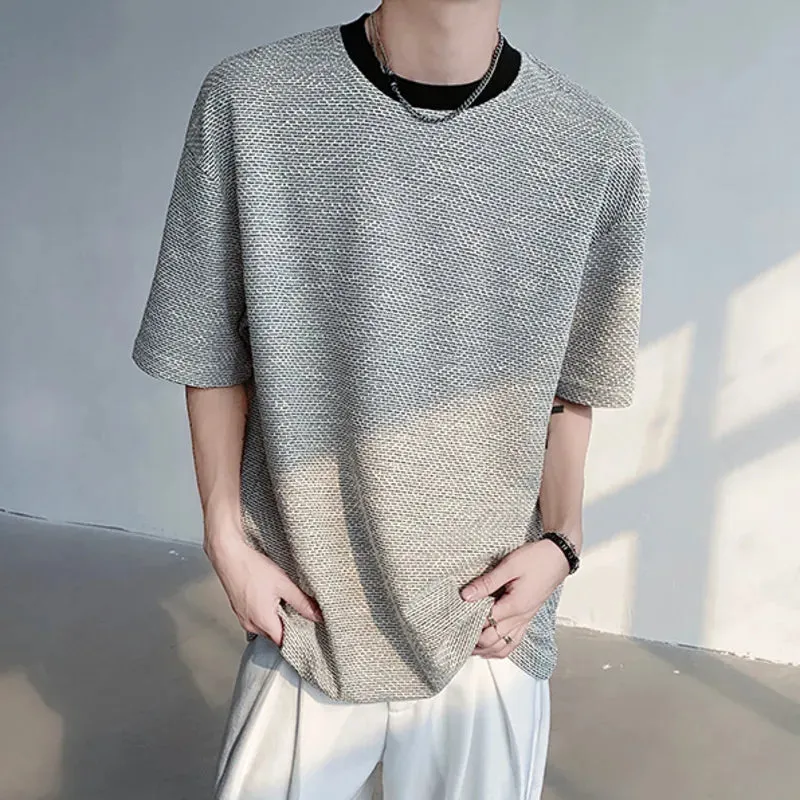 Korean Style Tees Men's New Summer Gradient Color Senior Sense Loose Top Trend Fashion O-neck Short Sleeve 9C5801
