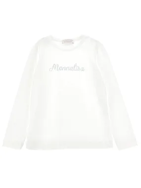 MONNALISA Ecru T-shirt with logo for girls-17B602