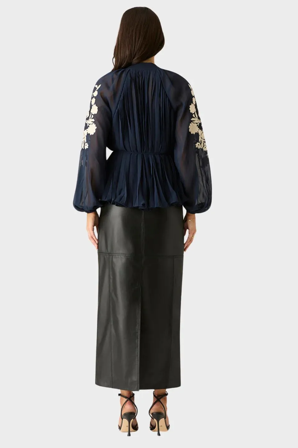 MOS THE LABEL Willow Pleat Blouse Navy