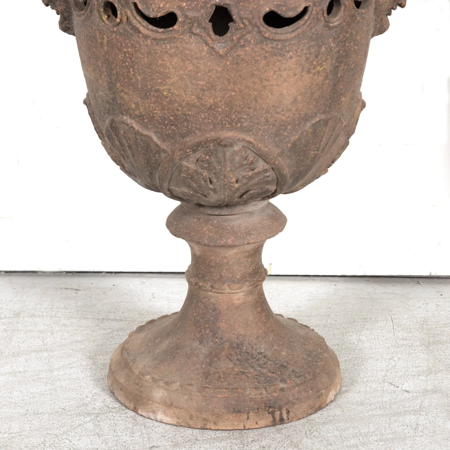 Pair of Italian Tuscany Terracotta Braziers or Garden Urns with Lids on Pedestal Bases