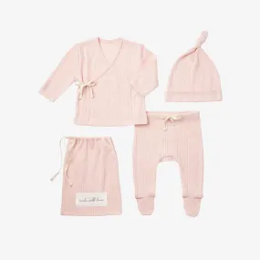 Pale Pink Organic Cotton Pointelle Layette Gift Set