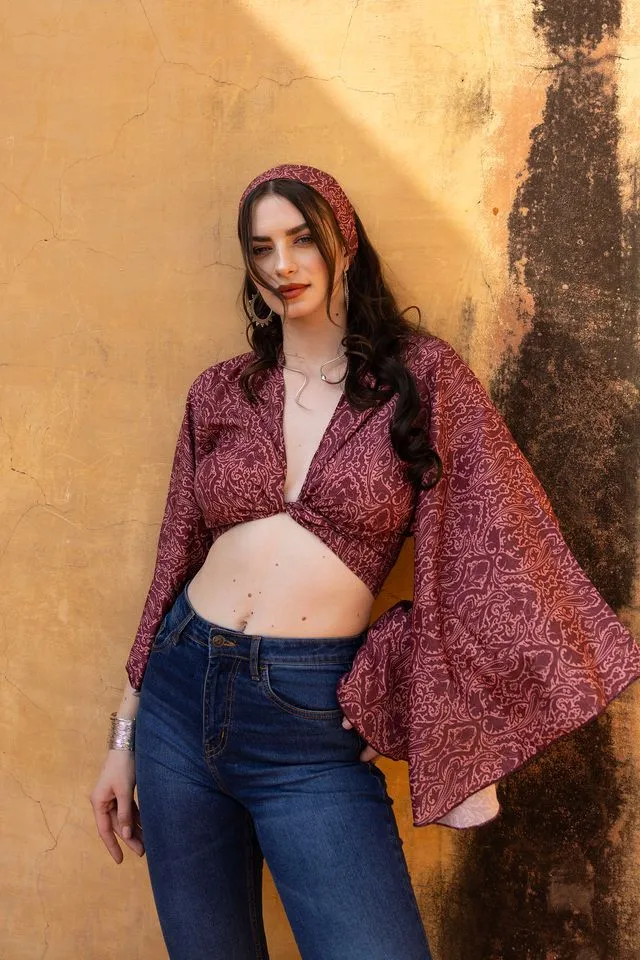 Phoenix Bell Sleeve Wrap Top - Jimmy Purple