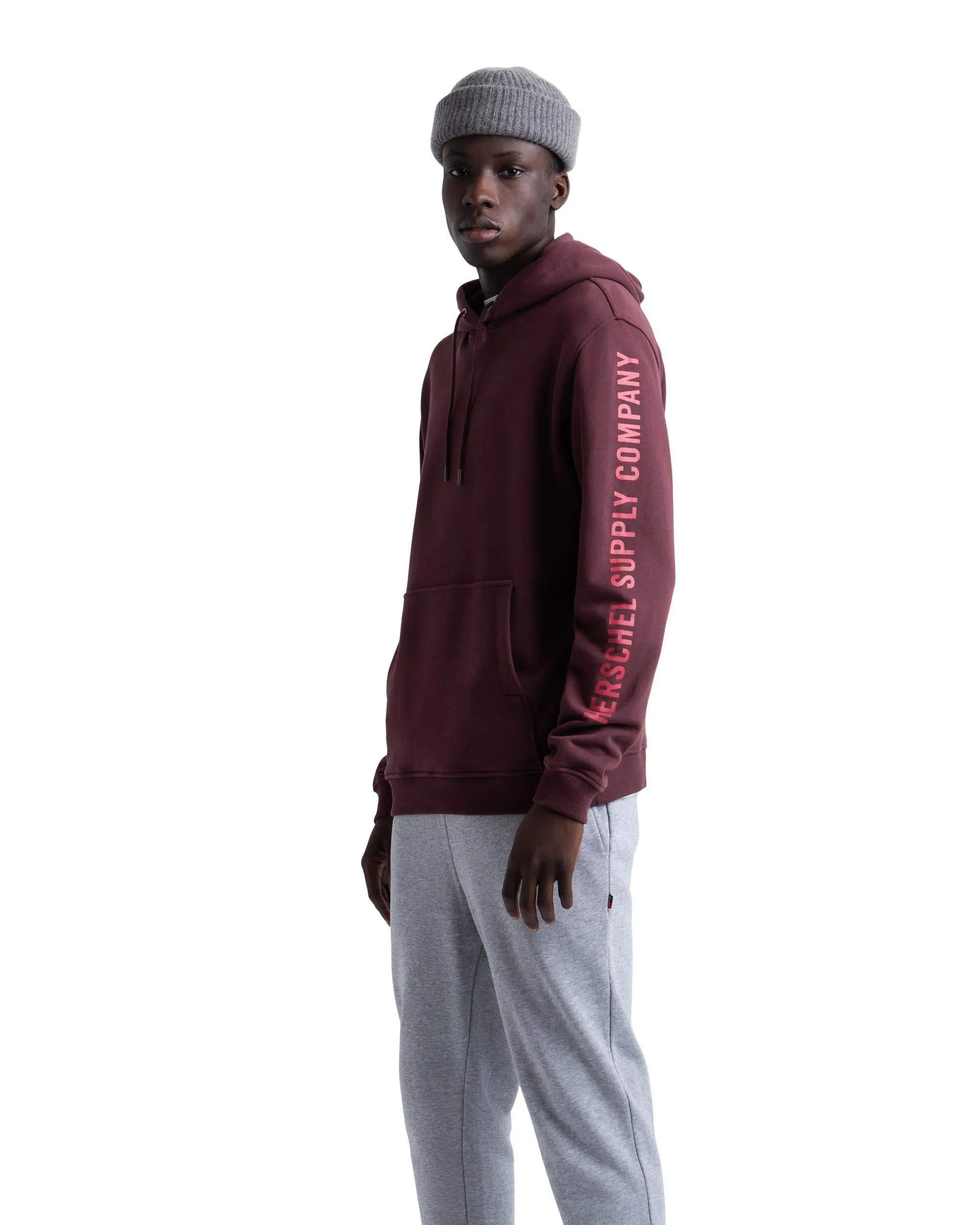 Pullover Hoodie Sleeve Print Plum/Mineral Red